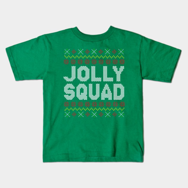 Jolly Squad Christmas Ugly Sweater Pattern Kids T-Shirt by E